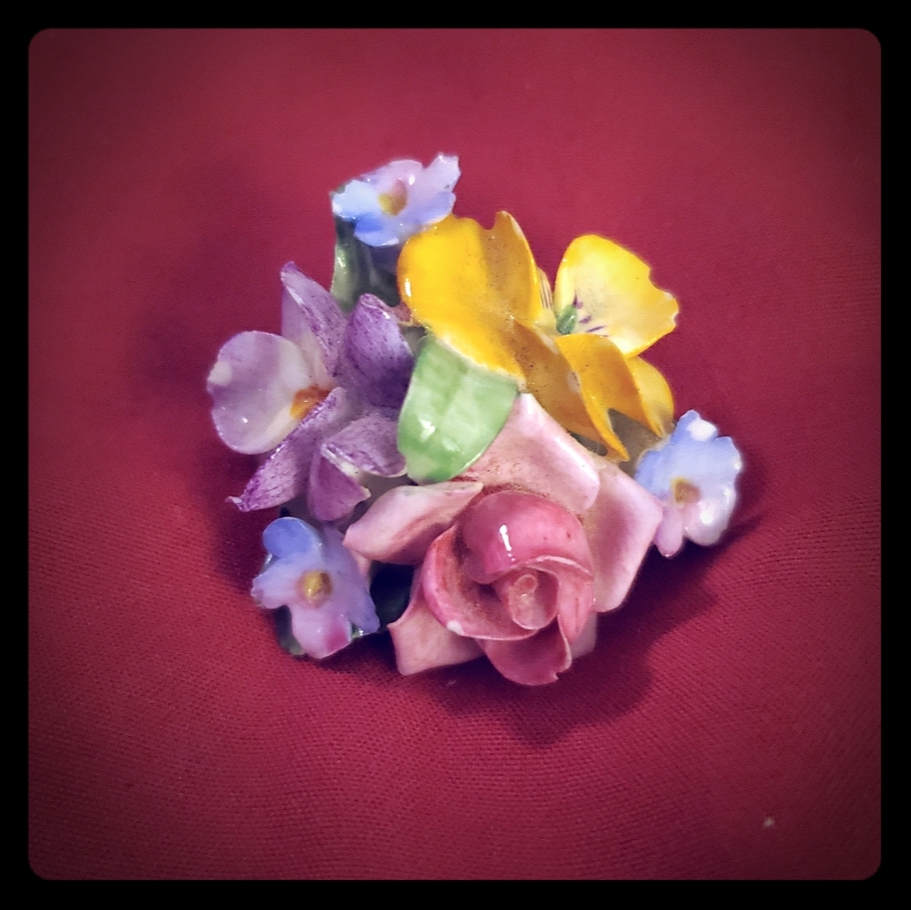 Vintage Coalport porcelain brooch